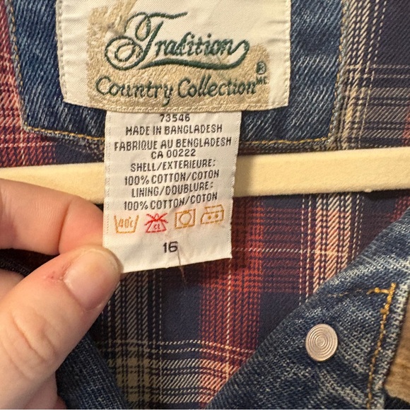 Vintage Blue Denim Chore Jacket Sz 16 Flannel Blanket Lined Coat Corduroy Collar - Picture 4 of 11